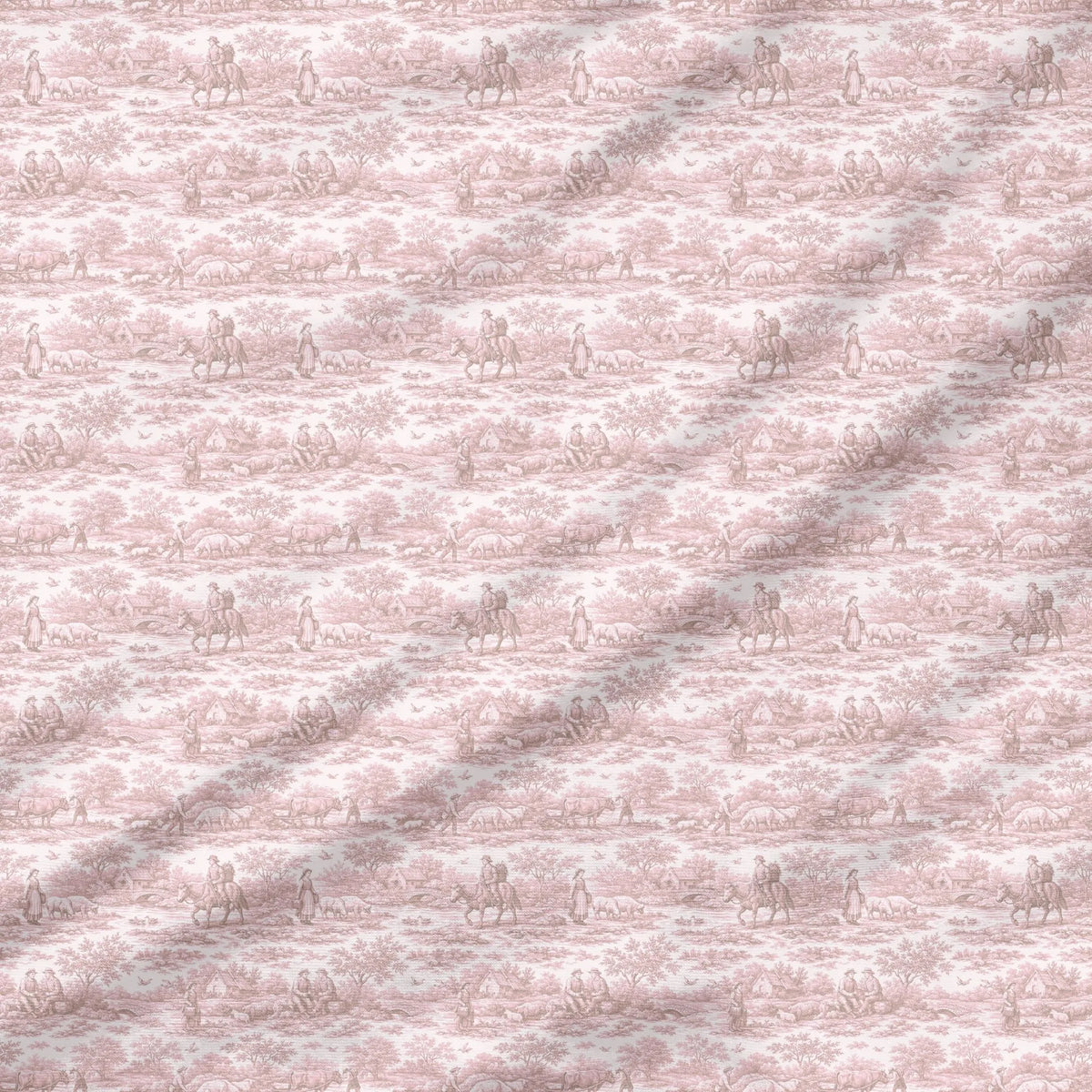 40 Pieces Pink Toile de Jouy Printed Percale Cotton Fabric (CHP008)