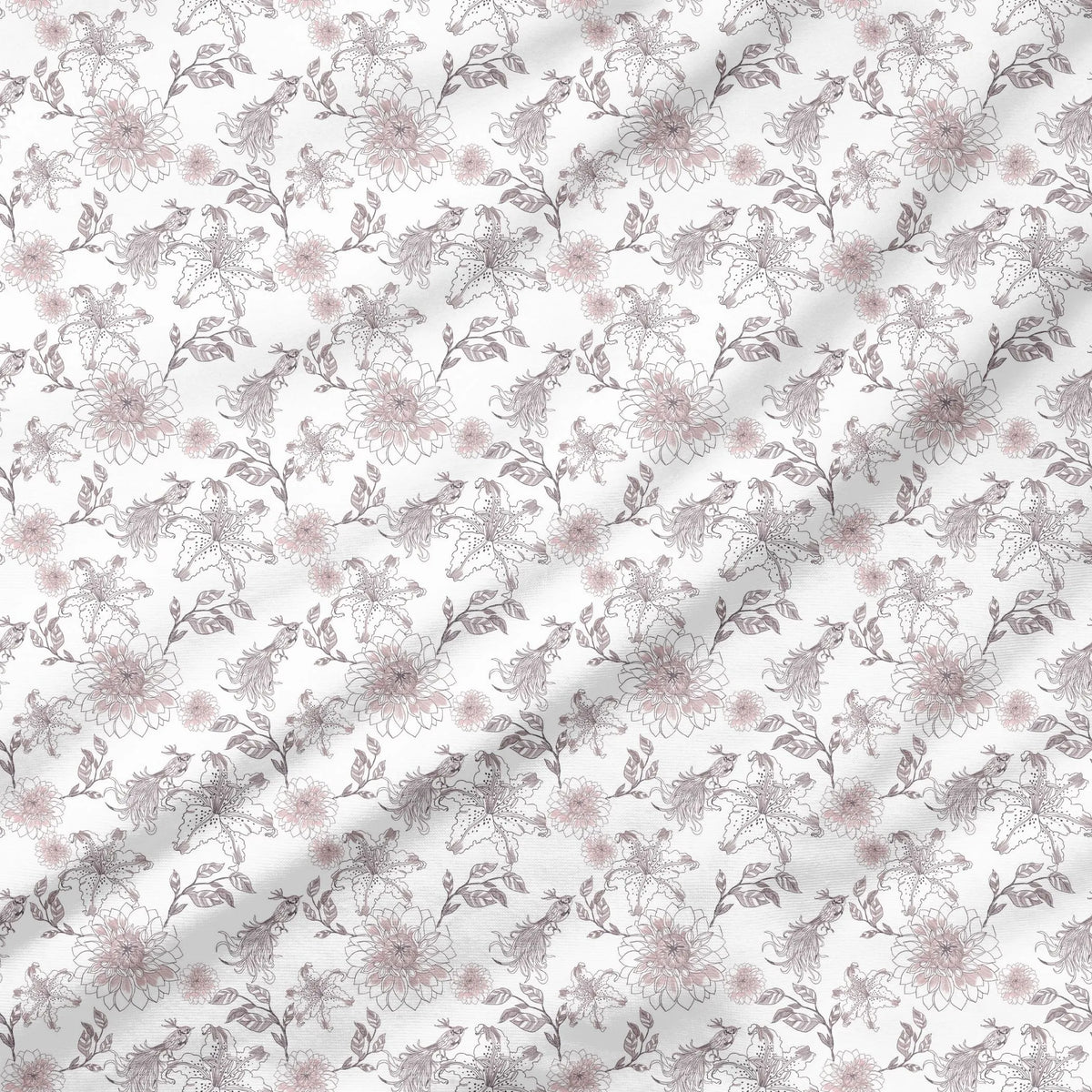 40 Pieces Pink Toile de Jouy Printed Percale Cotton Fabric (CHP008)