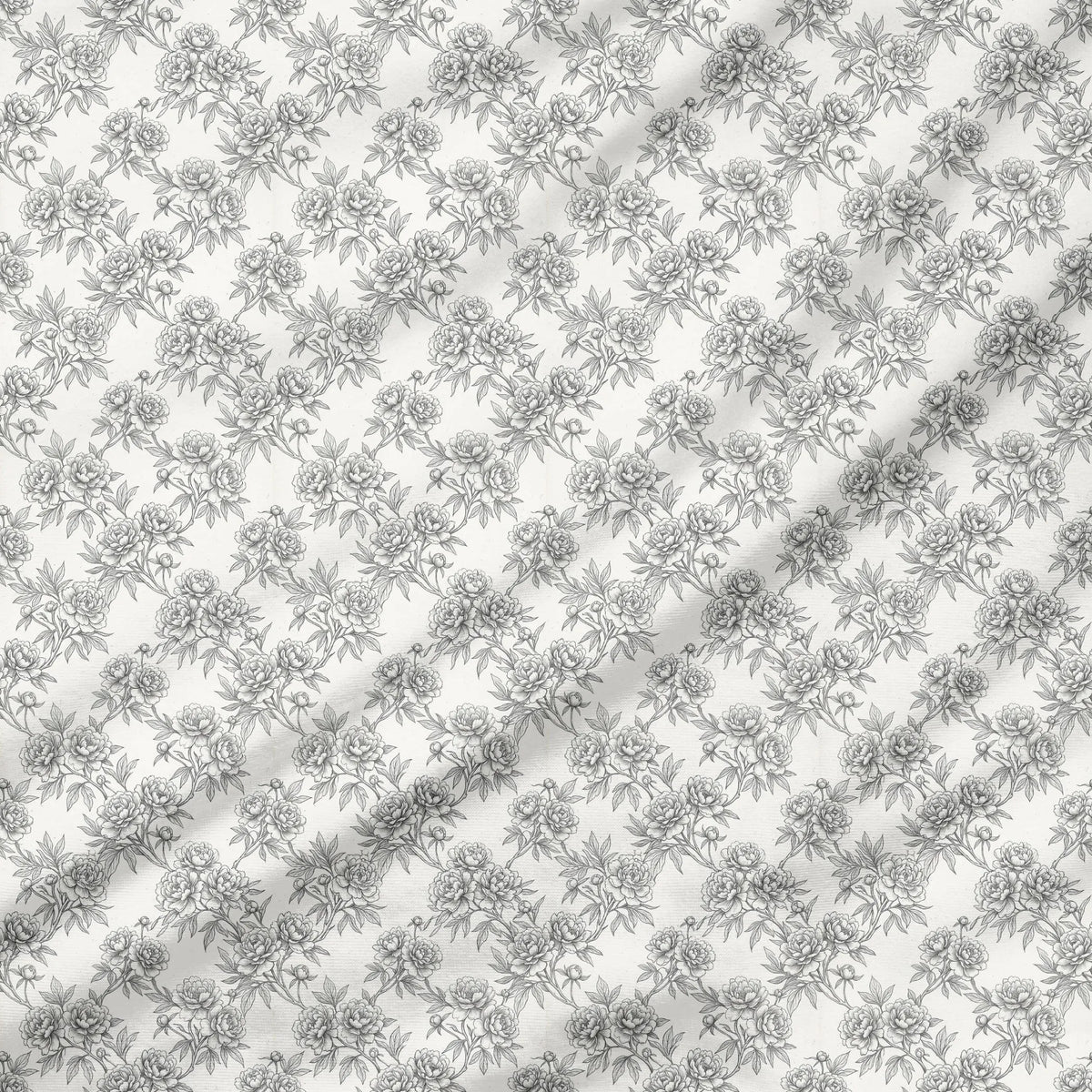 40 Pieces Black and White Floral Printed Percale Cotton Fabric (CHP009)