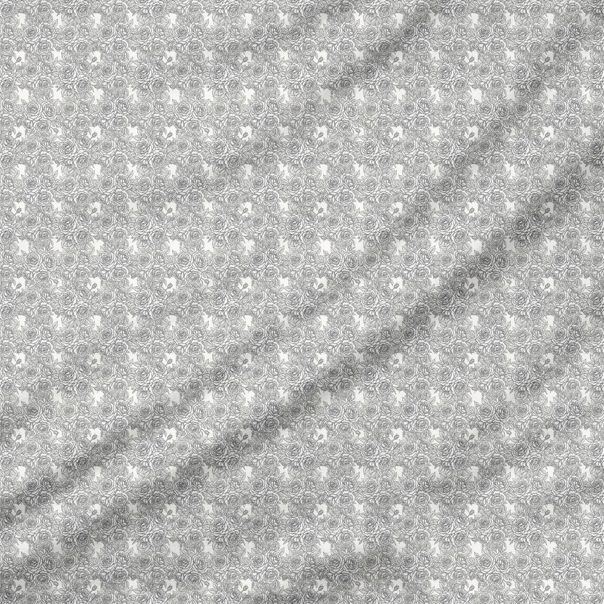 40 Pieces Black and White Floral Printed Percale Cotton Fabric (CHP009)