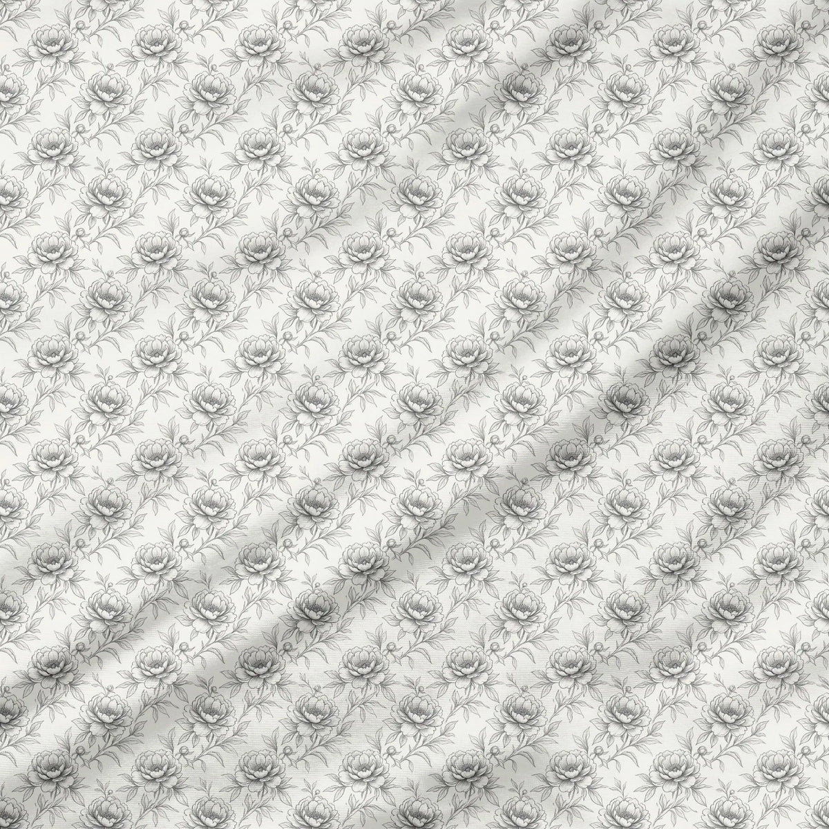 40 Pieces Black and White Floral Printed Percale Cotton Fabric (CHP009)