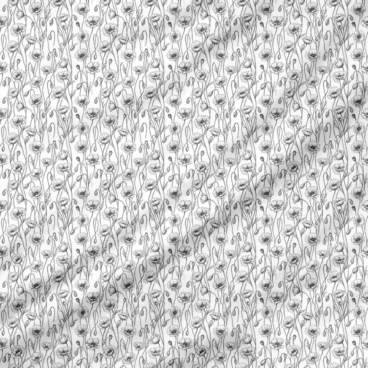 40 Pieces Black and White Floral Printed Percale Cotton Fabric (CHP009)