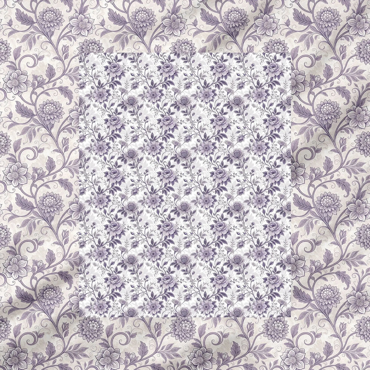 40 Pieces of Vintage Lavender Printed Percale Cotton Fabric (CHP005)