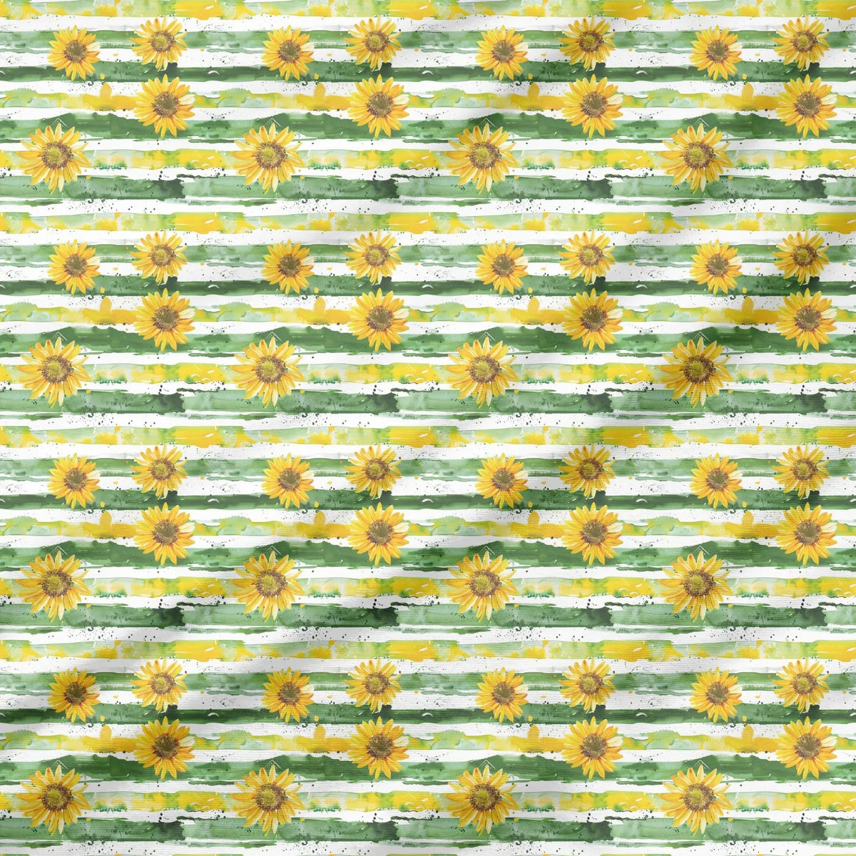 40 Pieces of Watercolor sunflower Printed Percale Cotton Fabric (CHP003)