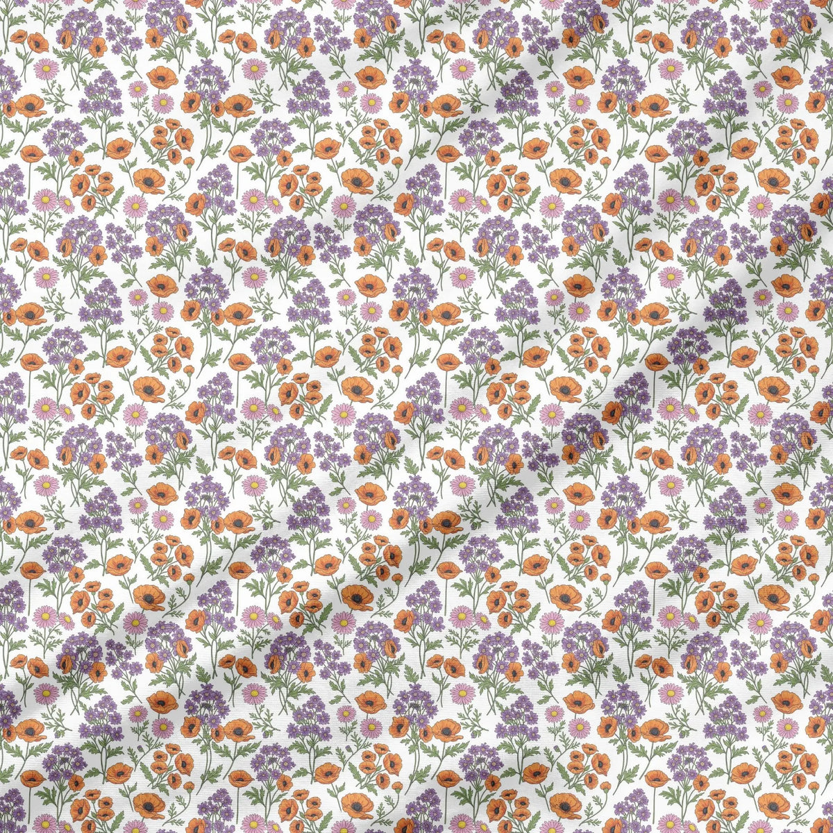 40 Pieces of Wildflowers Printed Percale Cotton Fabric (CHP001)