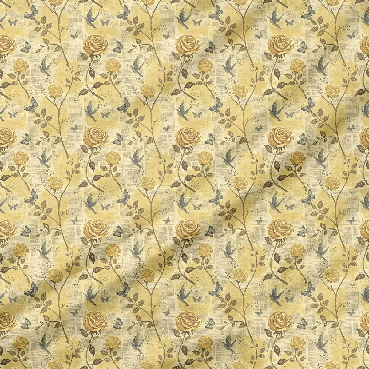 40 Pieces of yellow vintage Printed Percale Cotton Fabric (CHP002)