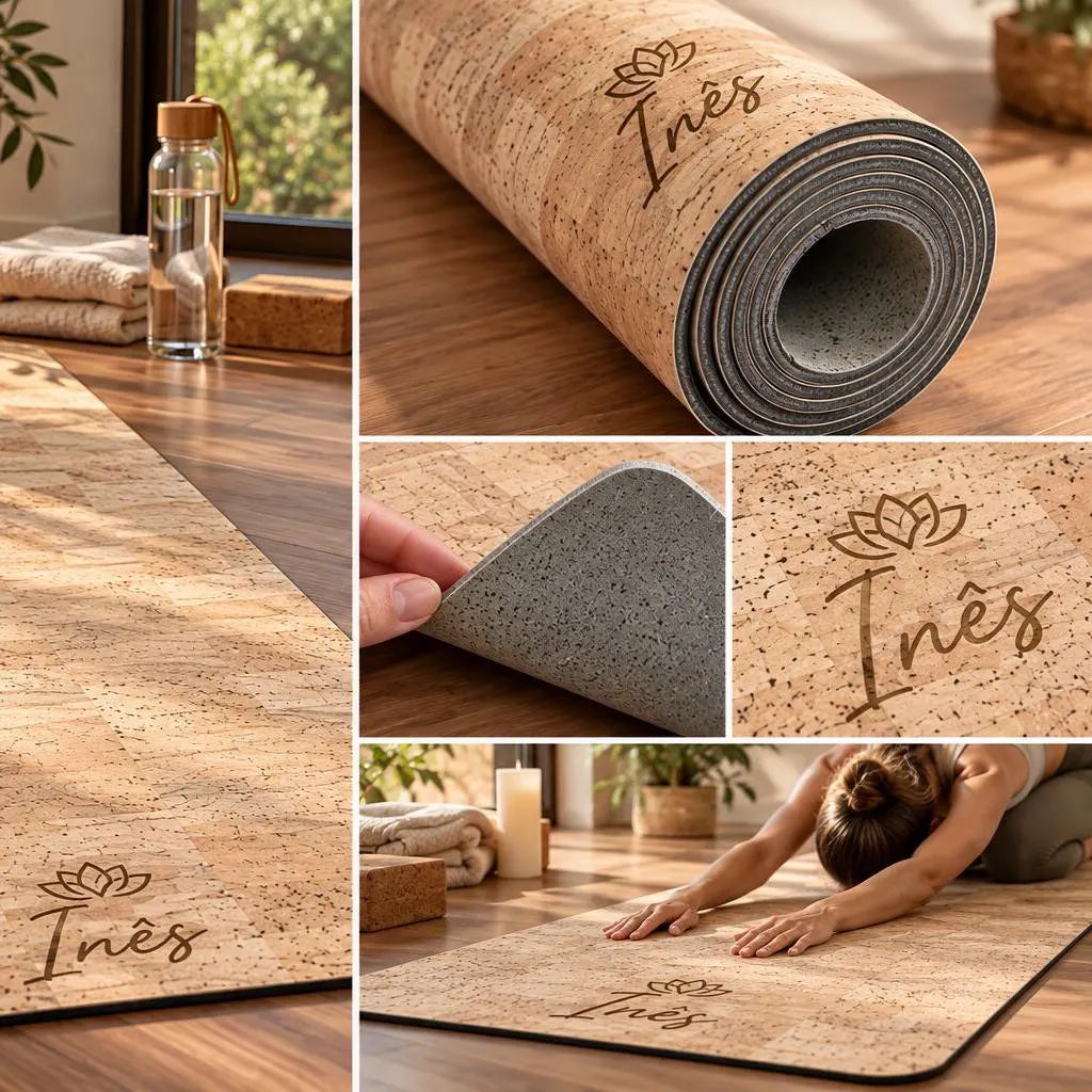 Premium Yoga Cork Mat on Natural Superior cork fabric