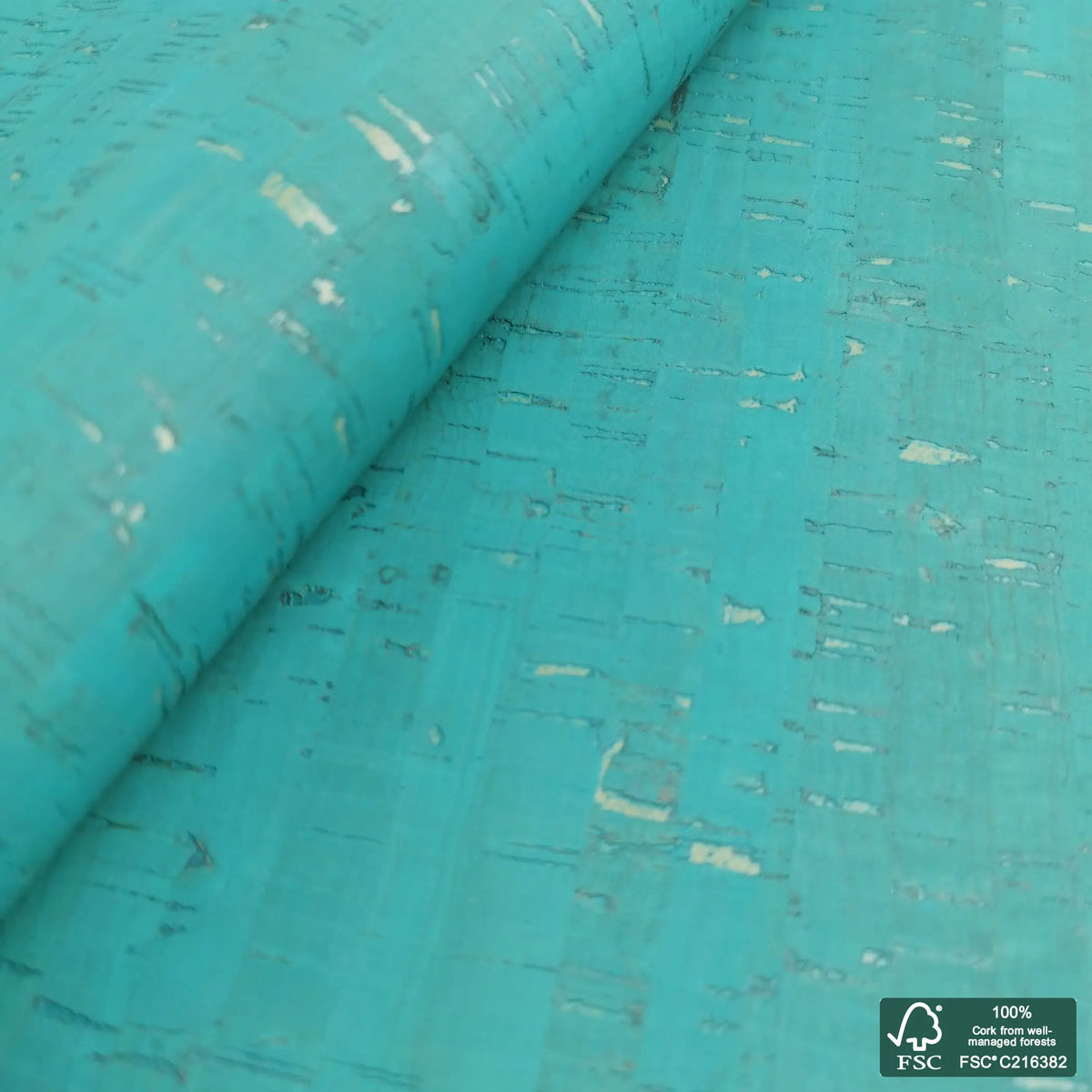 Blue Lagoon Rustic cork fabric