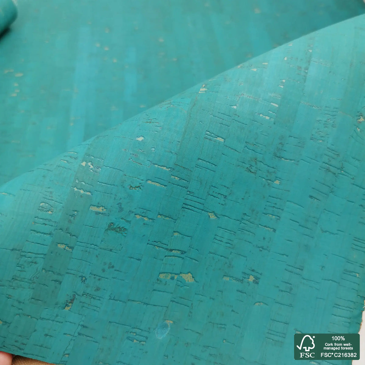 Blue Lagoon Rustic cork fabric